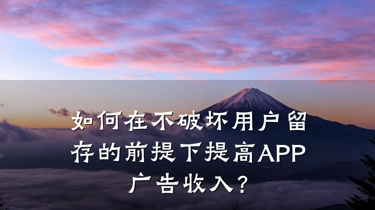如何在不破坏用户留存的前提下提高APP广告收入？