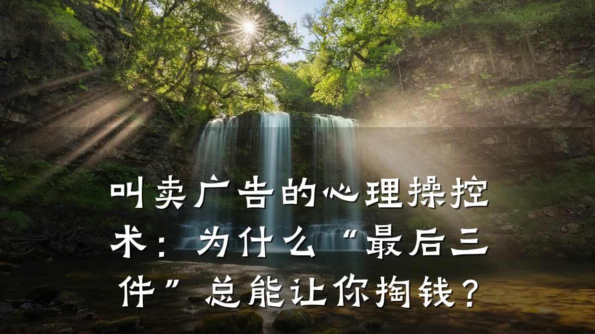 叫卖广告的心理操控术：为什么“最后三件”总能让你掏钱？